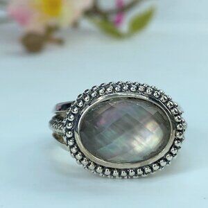 JR9636 Michael Dawkins sterling Smoky quartz Bead set bell ring s10 12.2g